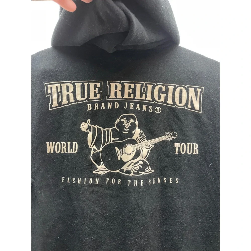 True‎ Religion VTG Men's  Black World Tour Buddha Logo Zip Up Hoodie Sweatshirt